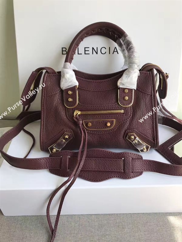 Balenciaga city mini wine goatskin bag 4405