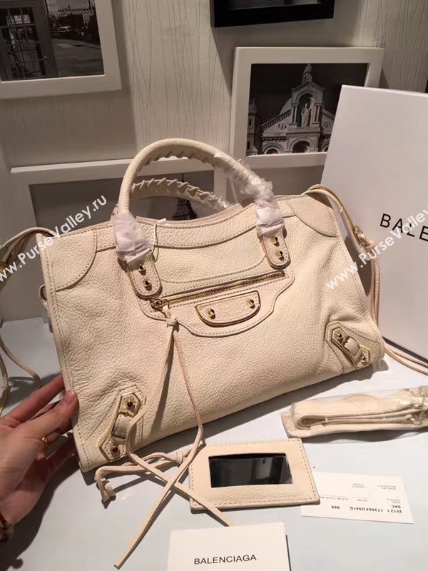 Balenciaga city cream goatskin large bag 4411