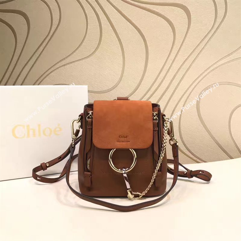Chloe small tan backpack faye bag 4437