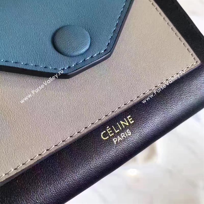Celine black v wallet green bag 4542