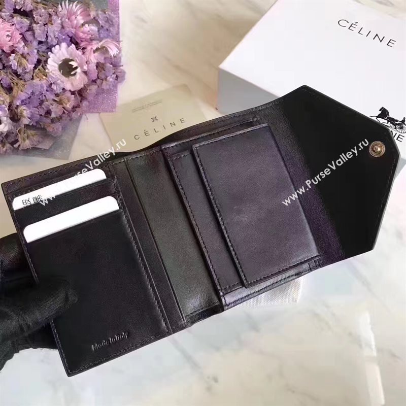 Celine black v wallet green bag 4542