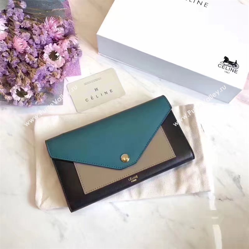 Celine large green v wallet black bag 4543