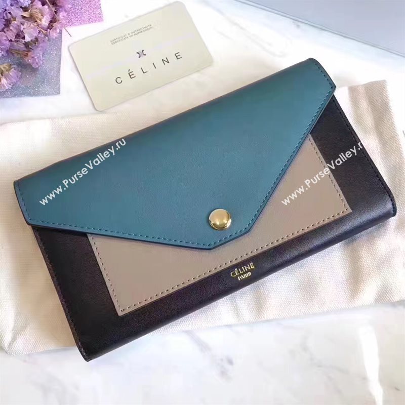 Celine large green v wallet black bag 4543