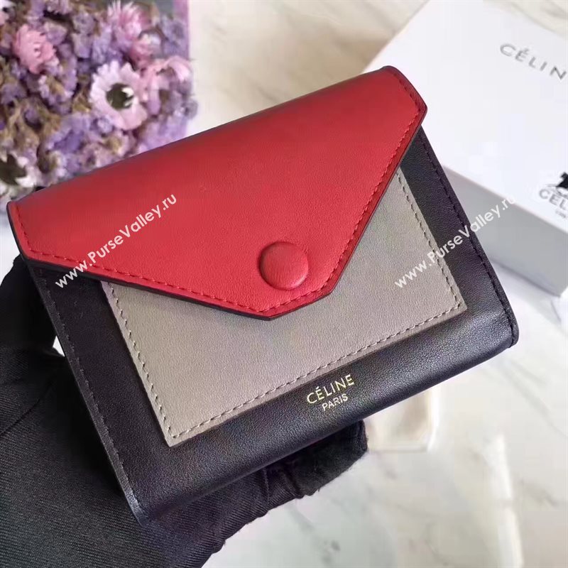 Celine black v wallet red bag 4544