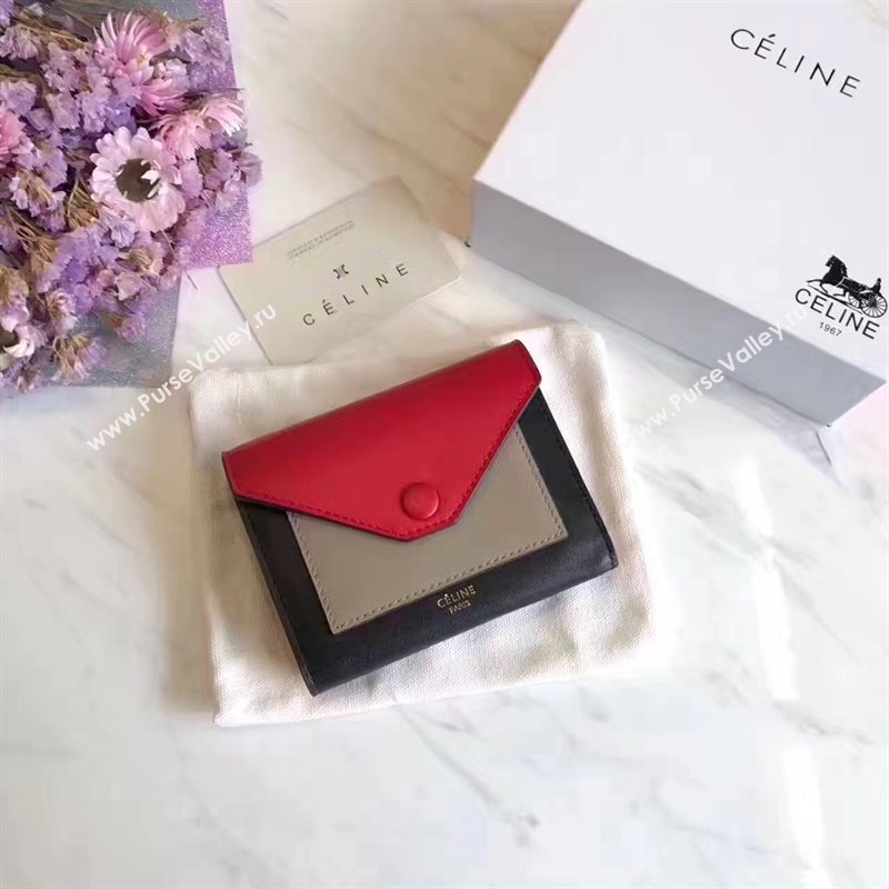 Celine black v wallet red bag 4544