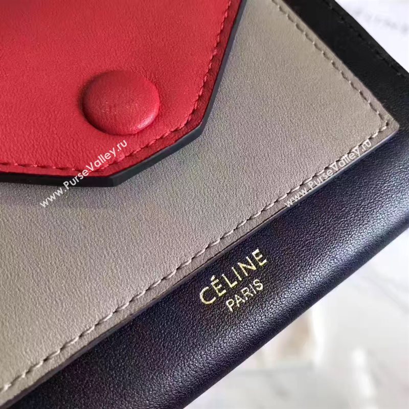Celine black v wallet red bag 4544