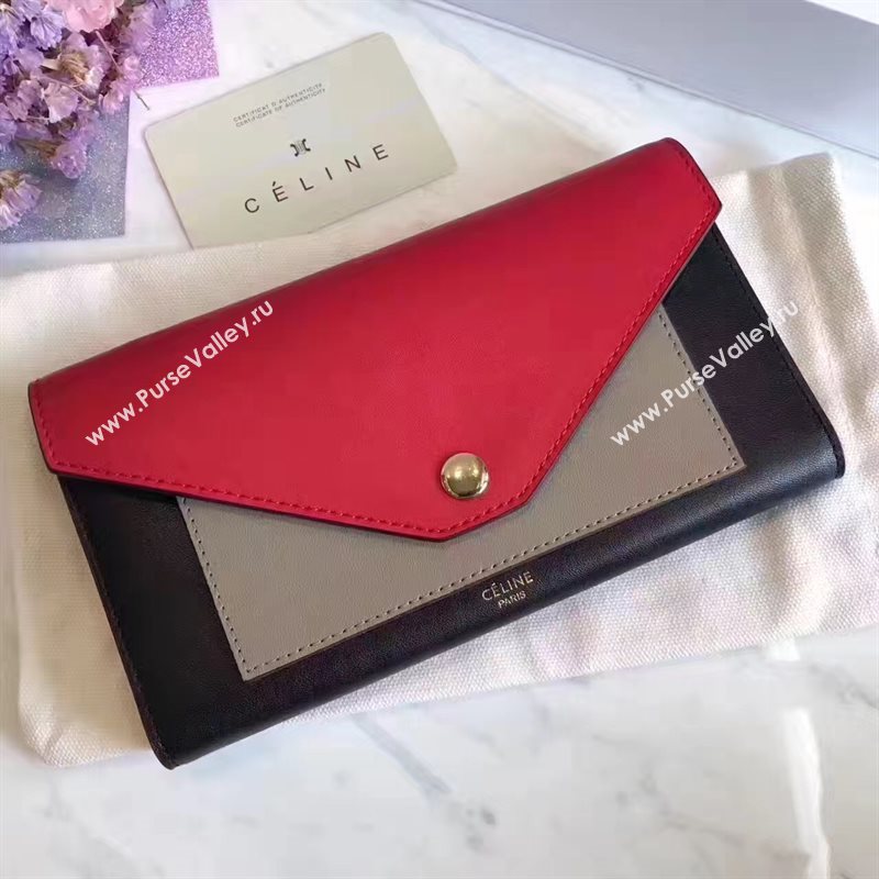 Celine large red v wallet black bag 4545