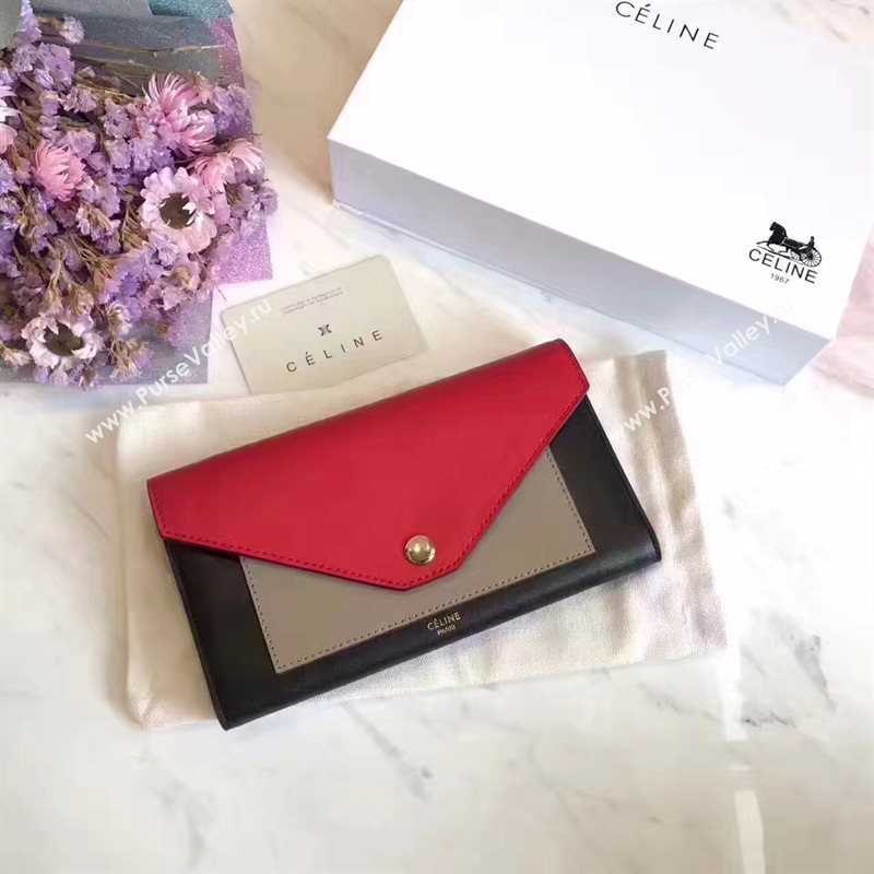 Celine large red v wallet black bag 4545