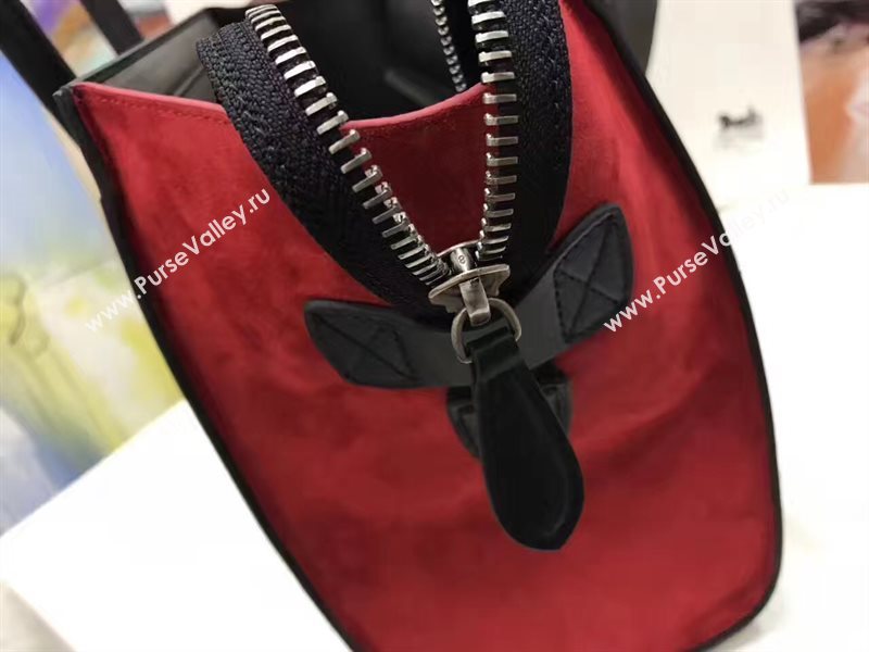 Celine medium black v suede Boston red bag 4556