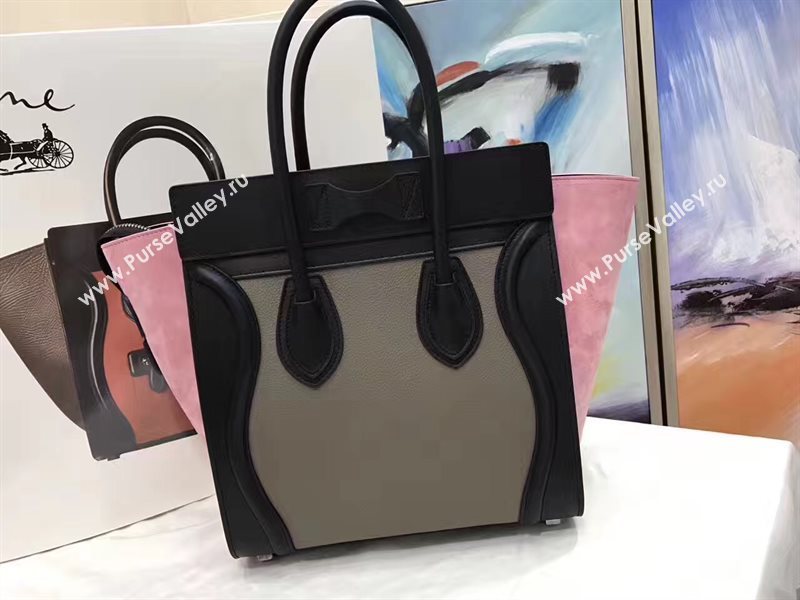 Celine medium black gray Boston pink bag 4570