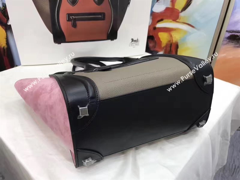 Celine medium black gray Boston pink bag 4570