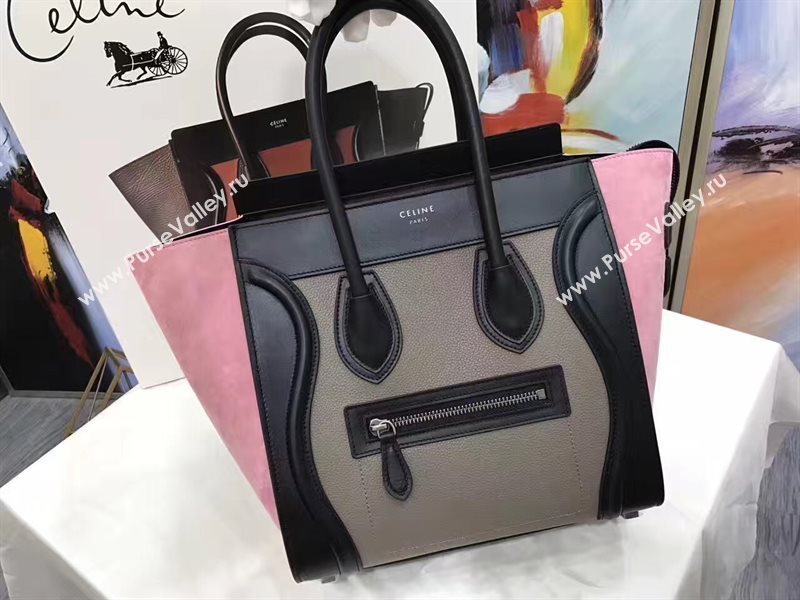 Celine medium black gray Boston pink bag 4570