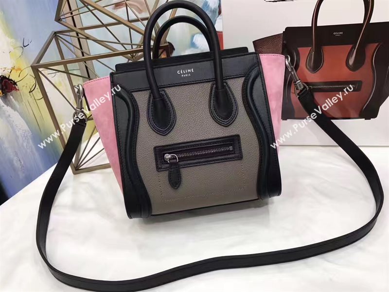 Celine nano tri black gray Boston pink bag 4571