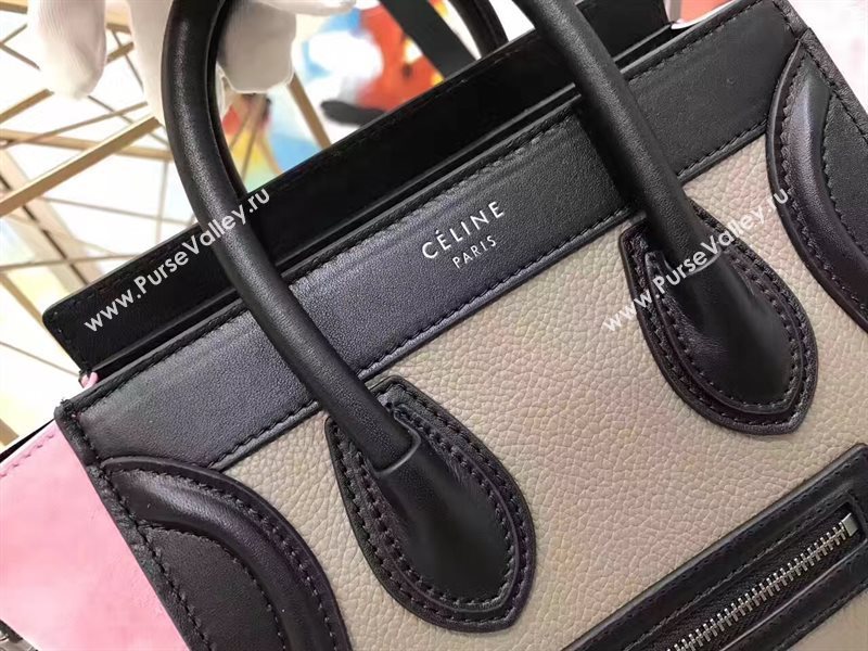 Celine nano tri black gray Boston pink bag 4571