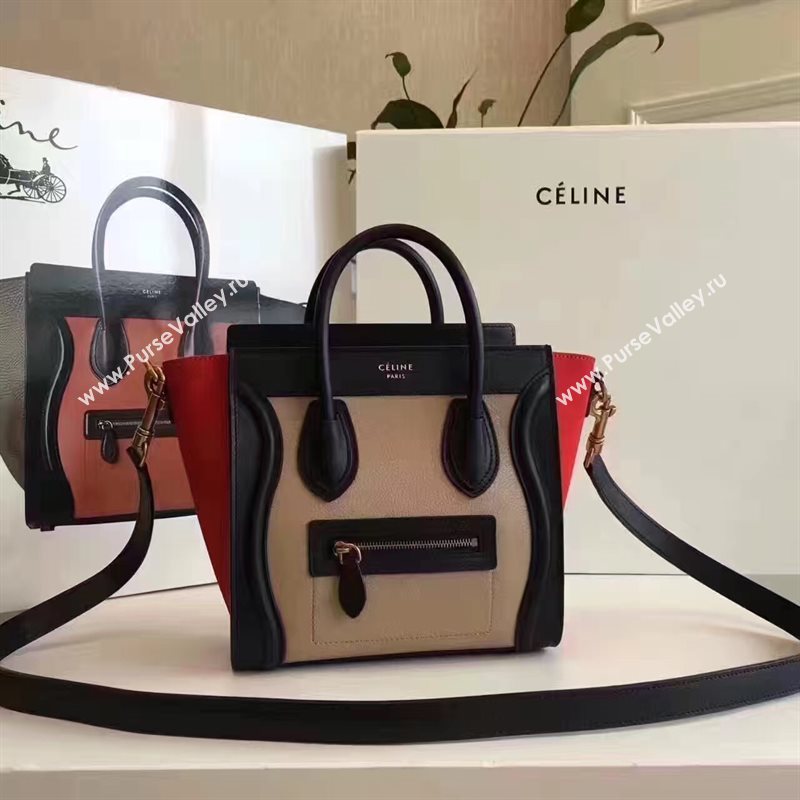 Celine nano black tan Boston red bag 4585