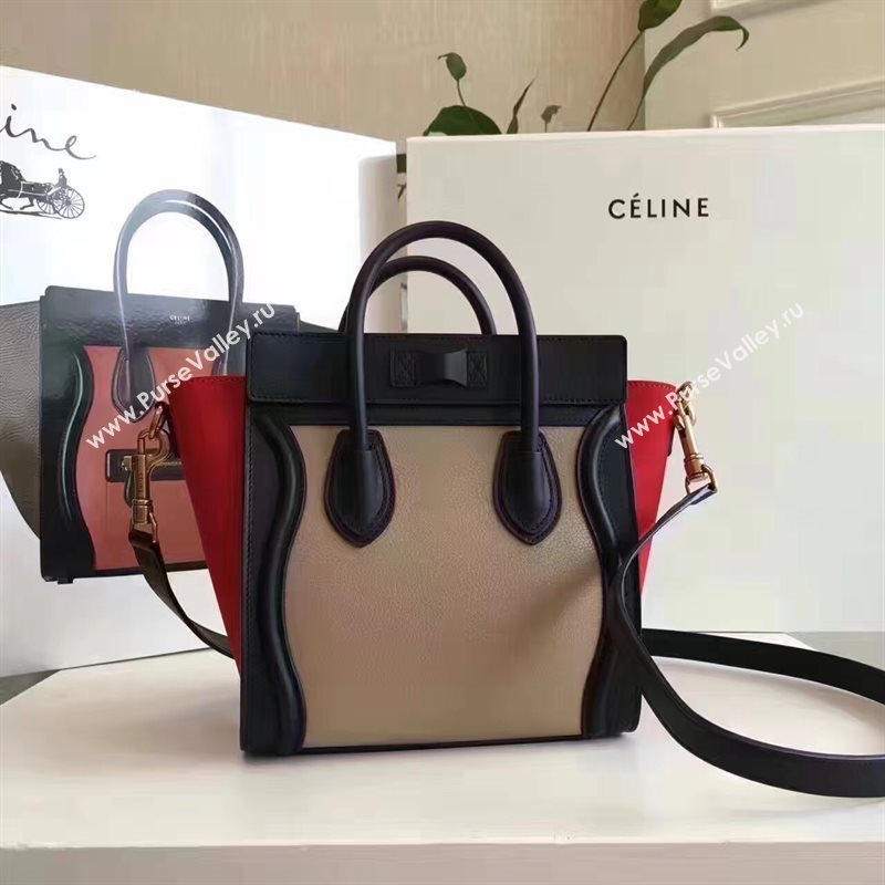 Celine nano black tan Boston red bag 4585