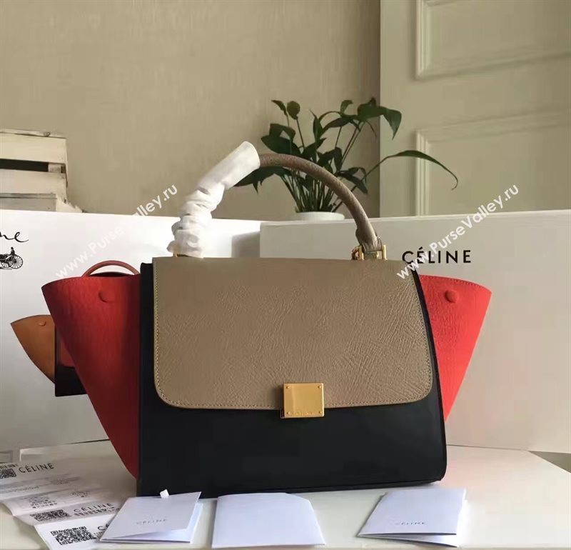 Celine tri-colors tan Trapeze red bag 4501
