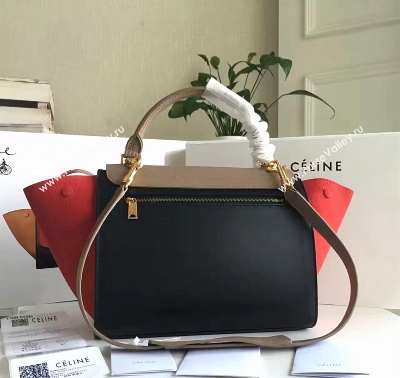 Celine tri-colors tan Trapeze red bag 4501