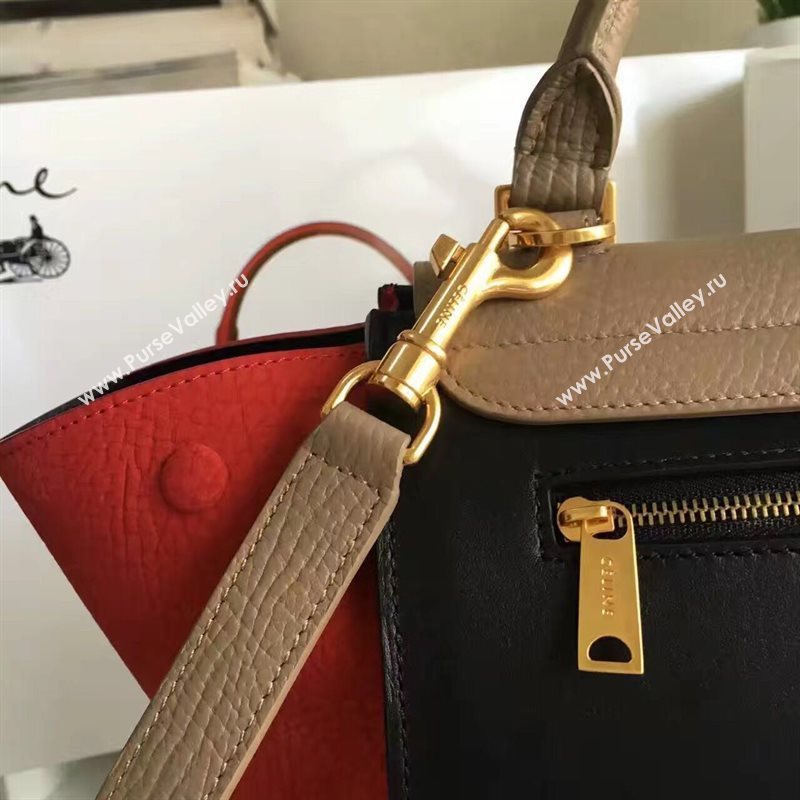 Celine tri-colors tan Trapeze red bag 4501
