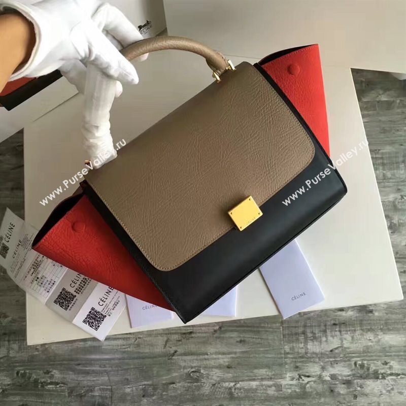Celine tri-colors tan Trapeze red bag 4501