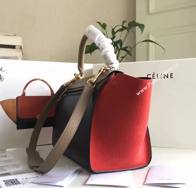 Celine tri-colors tan Trapeze red bag 4501