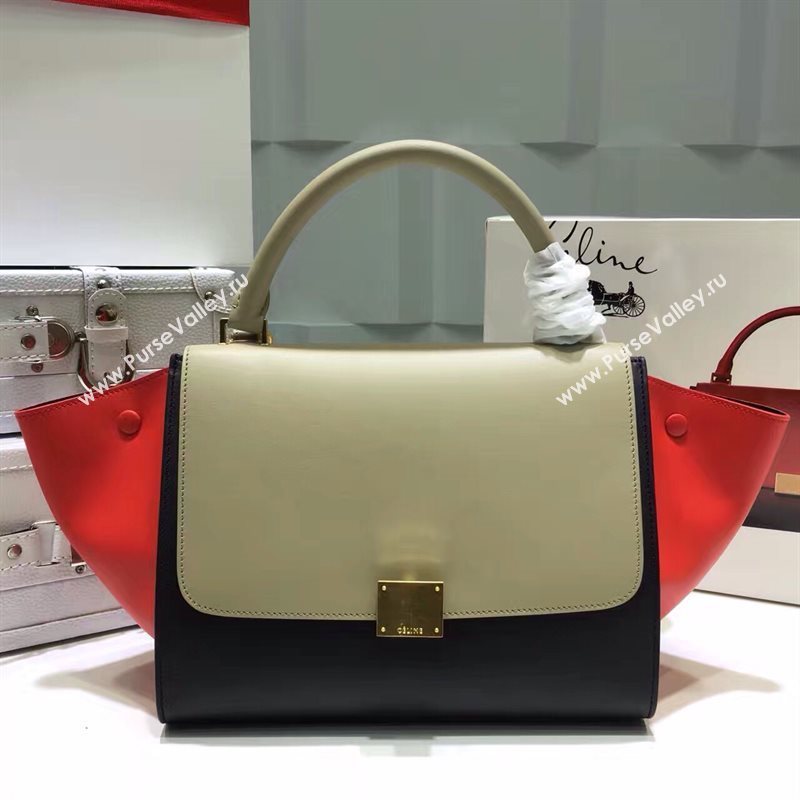 Celine tri-colors black v Trapeze red bag 4502