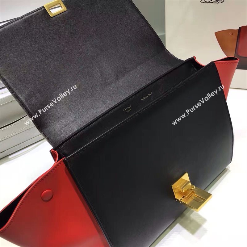 Celine tri-colors black v Trapeze red bag 4502