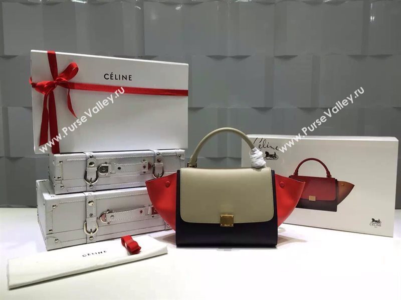 Celine tri-colors black v Trapeze red bag 4502