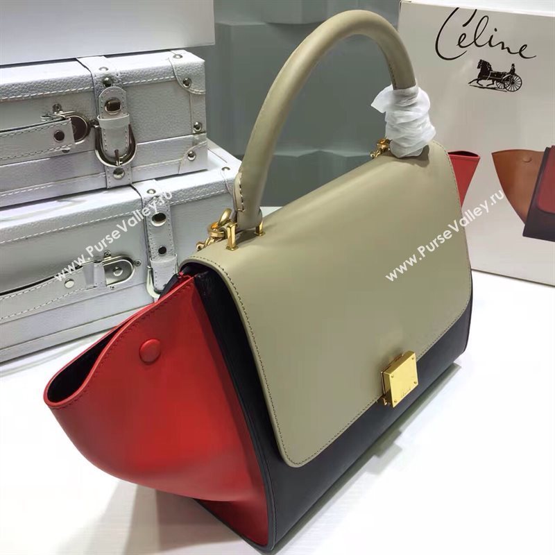 Celine tri-colors black v Trapeze red bag 4502