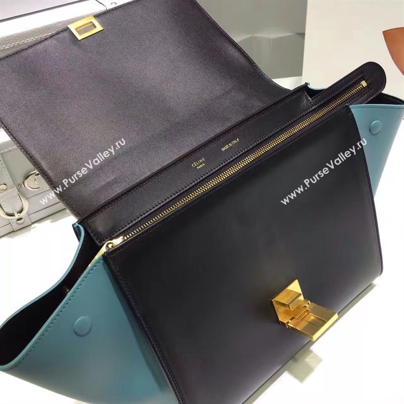 Celine tri-colors tan Trapeze black bag 4503