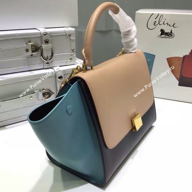 Celine tri-colors tan Trapeze black bag 4503