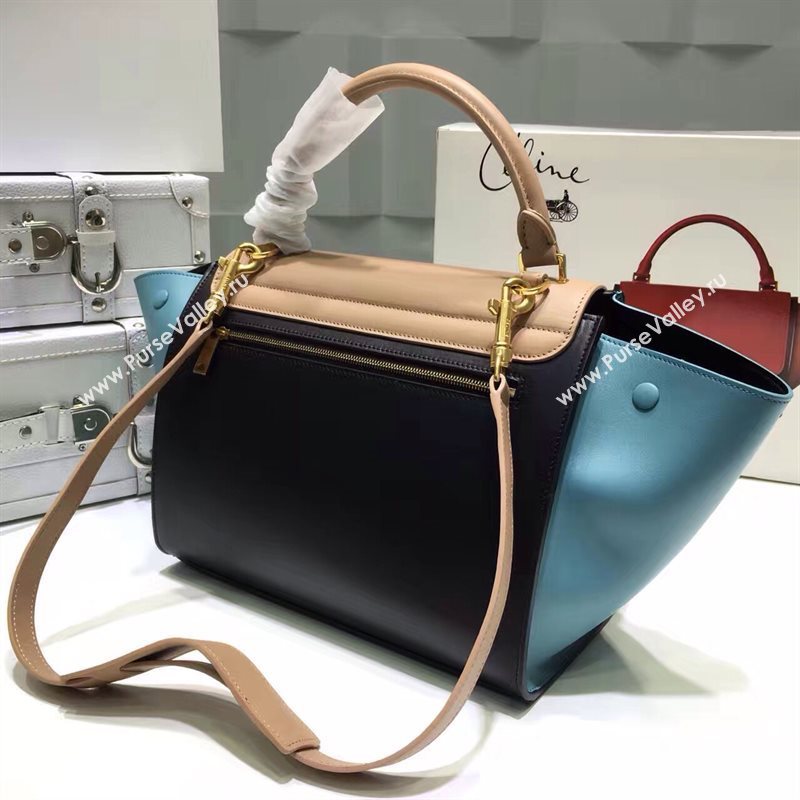 Celine tri-colors tan Trapeze black bag 4503