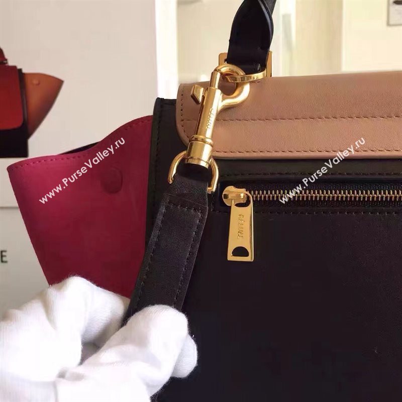 Celine tri-colors tan suede Trapeze rose bag 4504