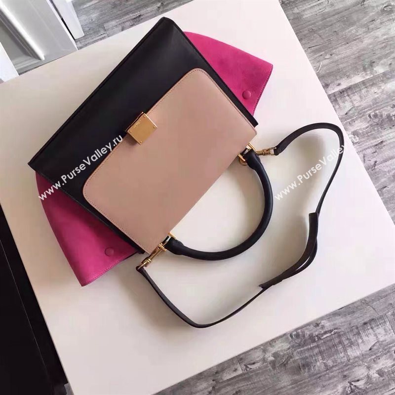 Celine tri-colors tan suede Trapeze rose bag 4504