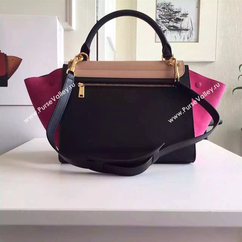 Celine tri-colors tan suede Trapeze rose bag 4504