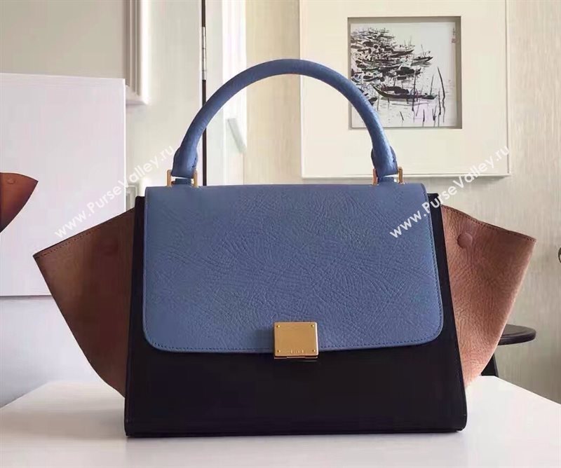 Celine tri-colors blue Trapeze black bag 4506