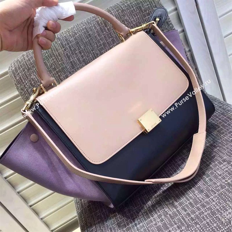 Celine tri-colors black gray Trapeze suede bag 4507