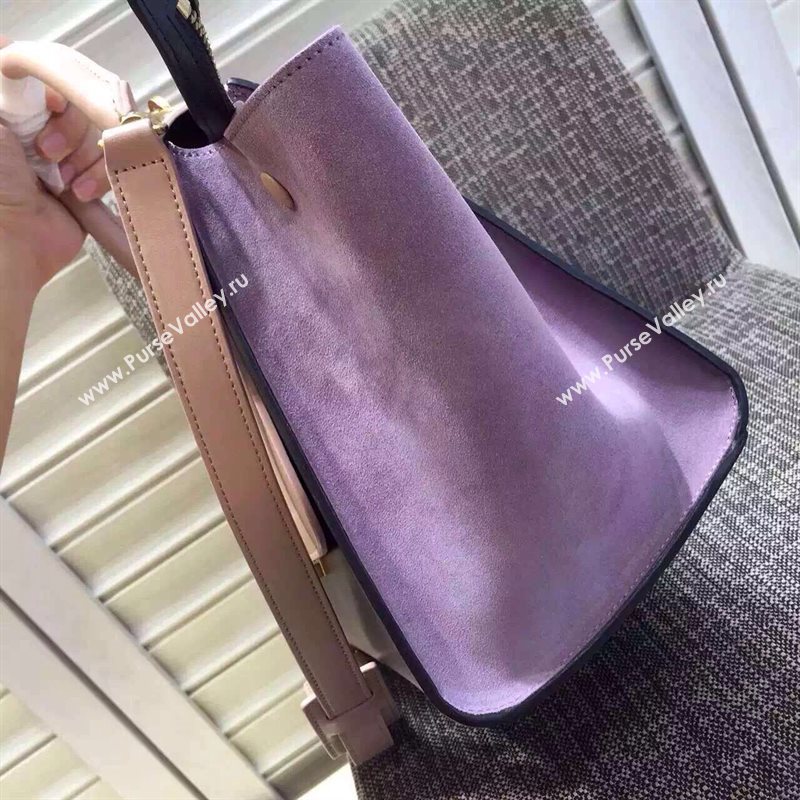 Celine tri-colors black gray Trapeze suede bag 4507