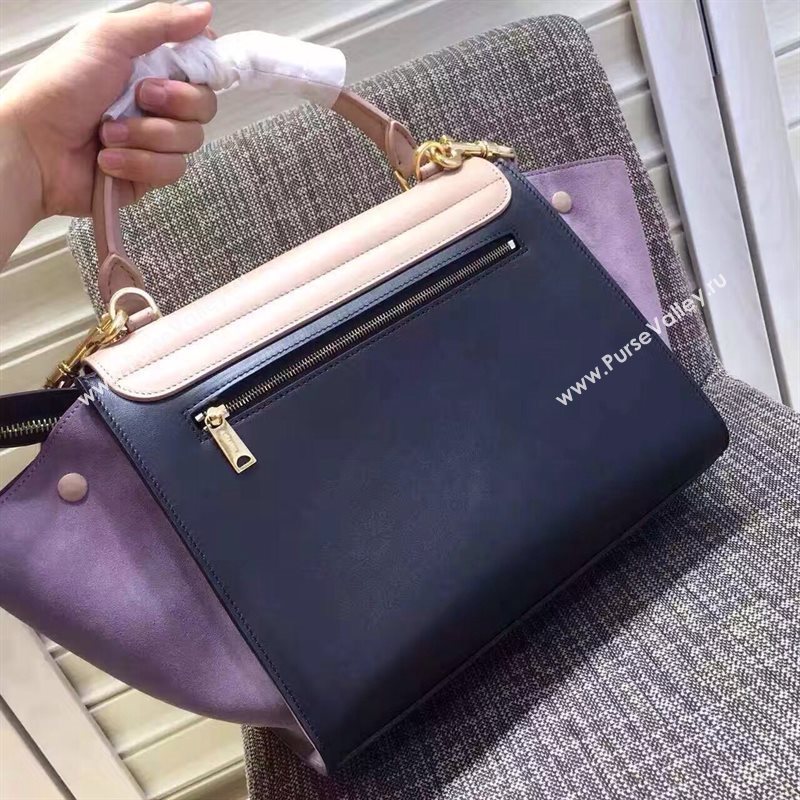 Celine tri-colors black gray Trapeze suede bag 4507