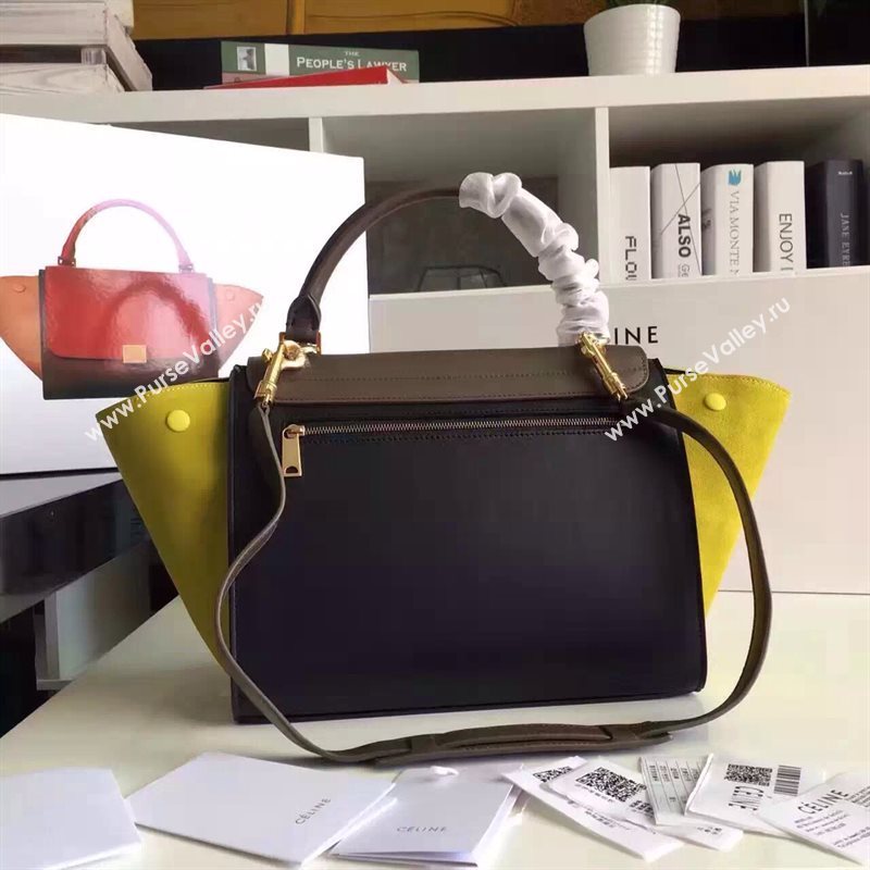 Celine tri-colors coffee Trapeze yellow bag 4511