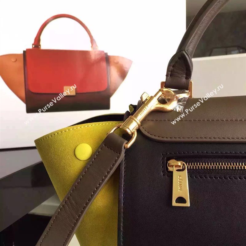 Celine tri-colors coffee Trapeze yellow bag 4511