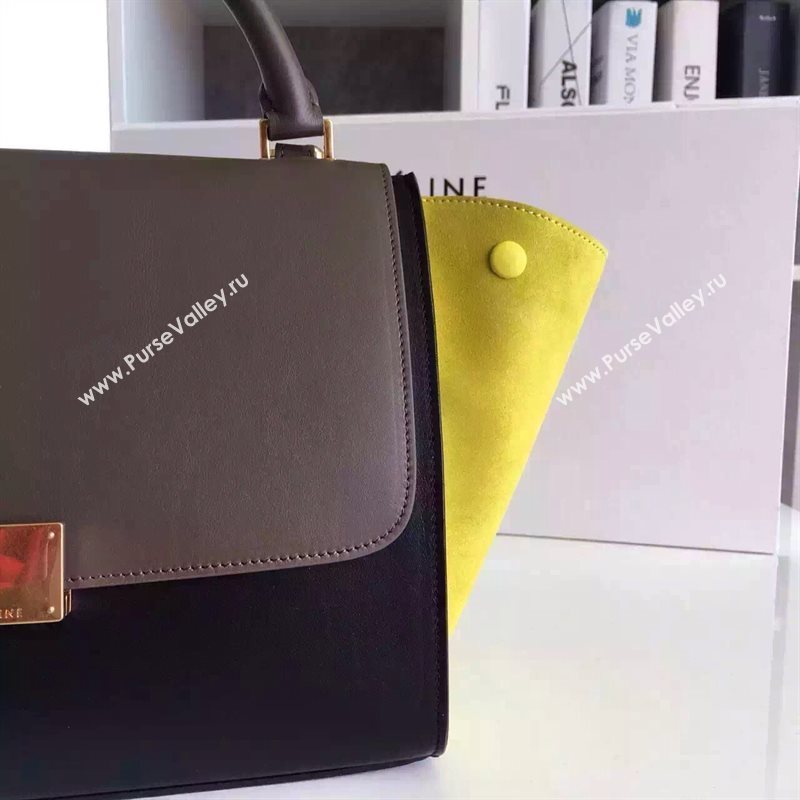 Celine tri-colors coffee Trapeze yellow bag 4511