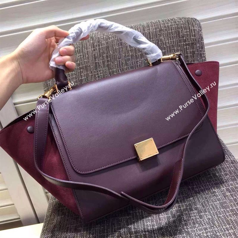 Celine tri-colors wine Trapeze suede bag 4512