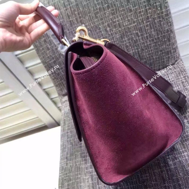 Celine tri-colors wine Trapeze suede bag 4512