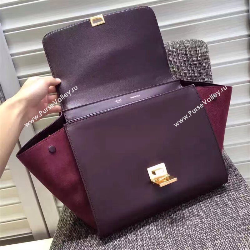Celine tri-colors wine Trapeze suede bag 4512