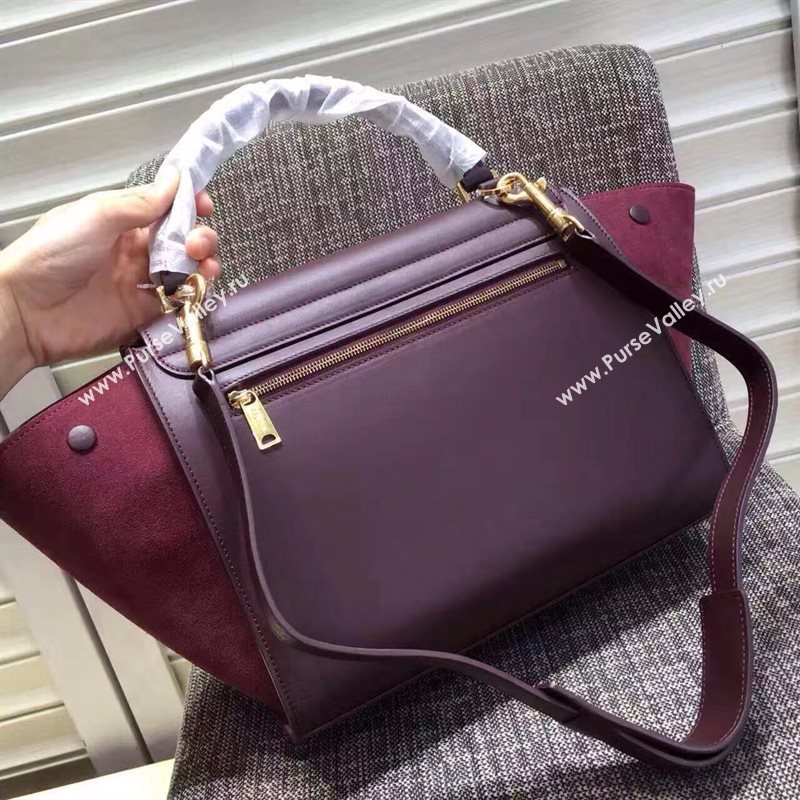 Celine tri-colors wine Trapeze suede bag 4512
