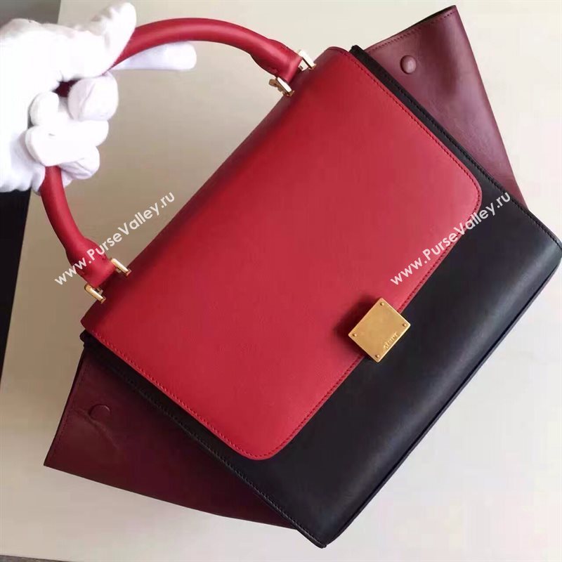 Celine tri-colors red Trapeze wine bag 4513