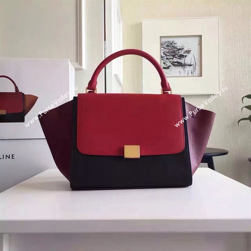 Celine tri-colors red Trapeze wine bag 4513