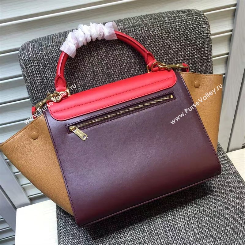 Celine tri-colors red Trapeze tan bag 4514