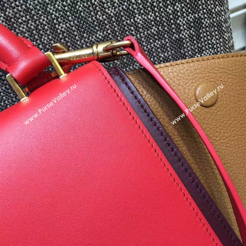 Celine tri-colors red Trapeze tan bag 4514